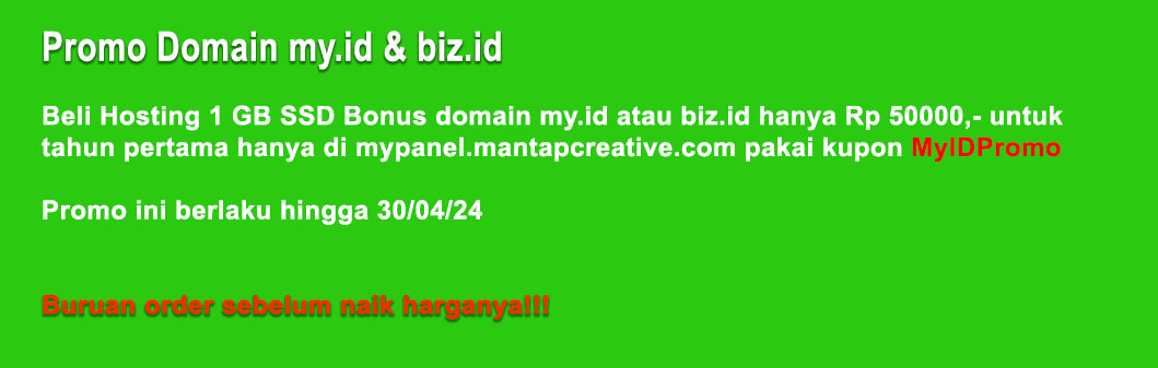 Promo Domain my.id atau biz.id mantap creative